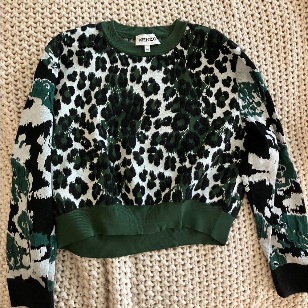 Kenzo Green and Black Patterned Sweater